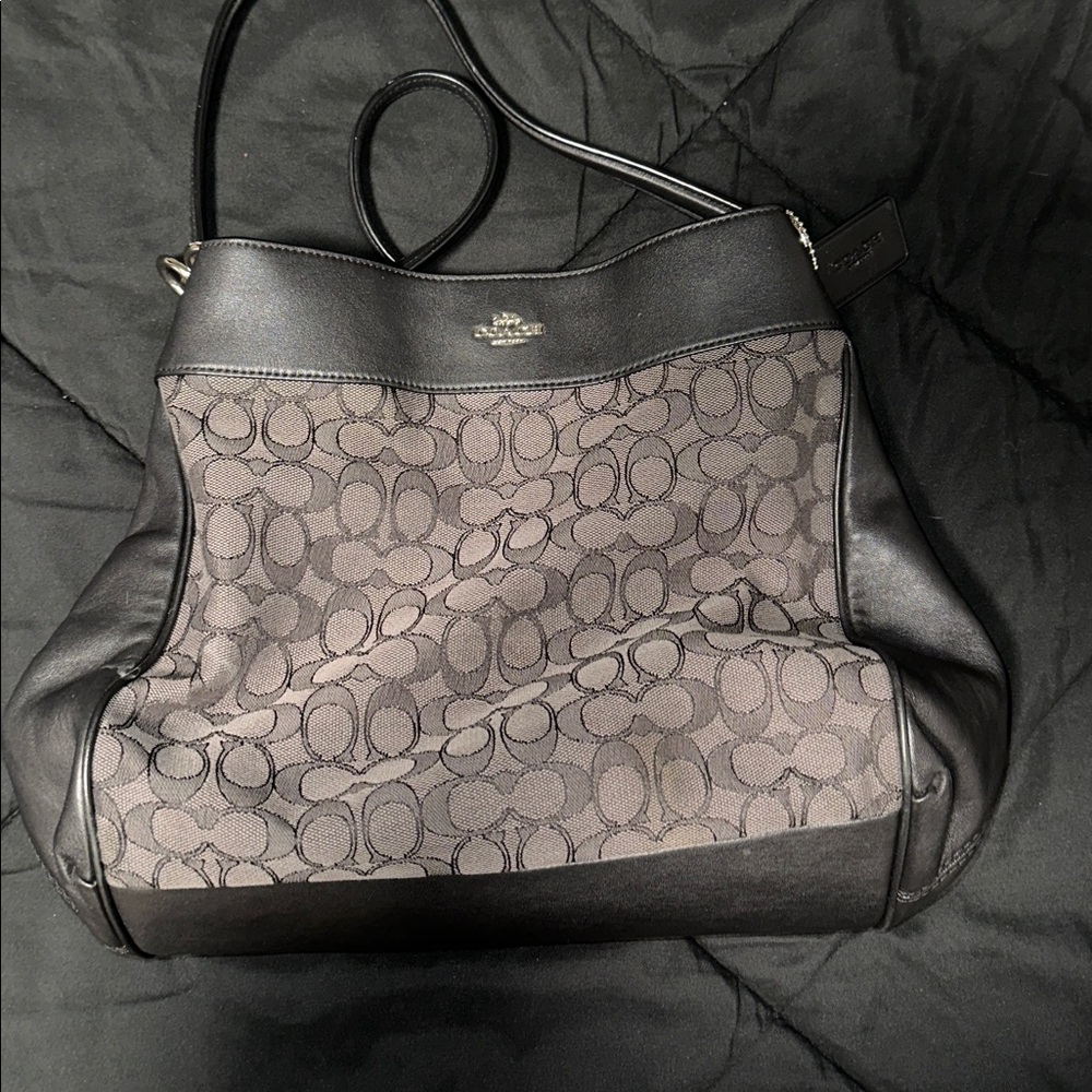 Coach Black and Gray Signature Handbag